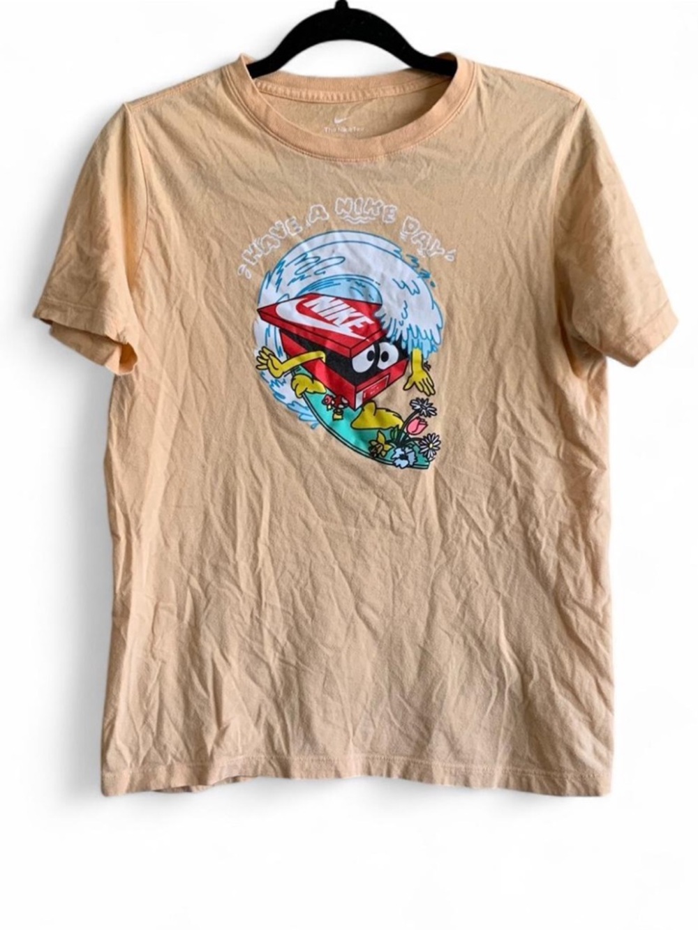 Nike Peach Graphic Tee with Red Surfing Shoebox